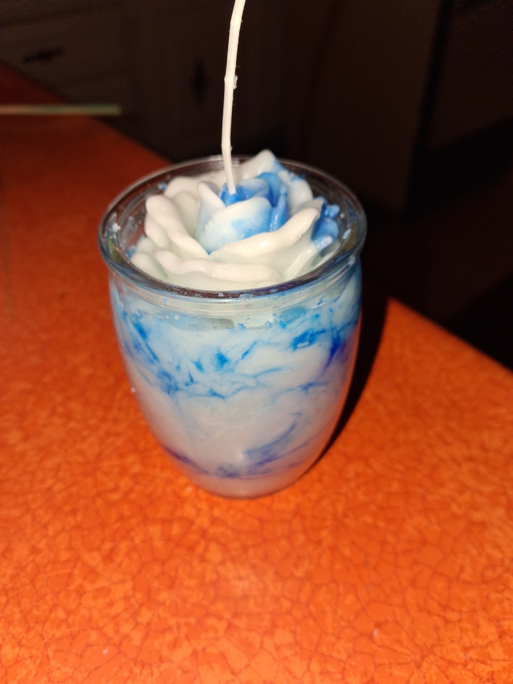 Hand-Poured Blue & White Floral Glass Candle - Women Bath & Body